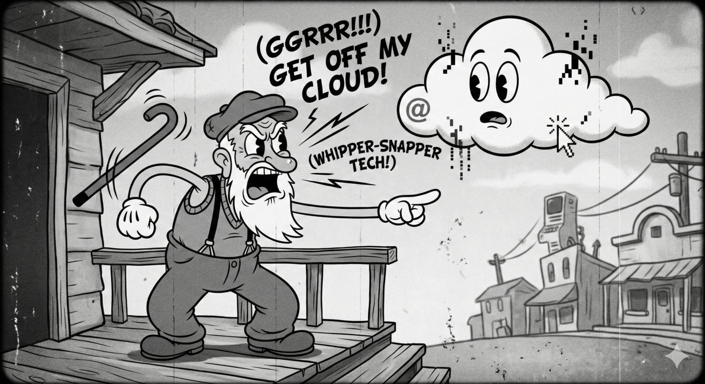 Old man yelling at cloud